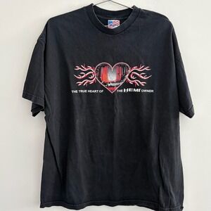 Vintage Murina Hemi Engine Heart Graphic T-Shirt Black 2XL Made in USA Mens